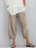 Linen Pants Breathable Relaxed Straight Leg Adjustable Waist