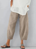 Linen Pants Relaxed Straight Leg Adjustable Waistband