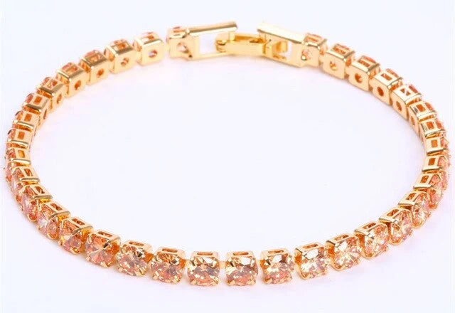 Link Bracelet Geometric Zirconia Adjustable Fit