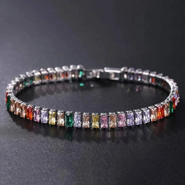 Link Bracelet Geometric Zirconia Adjustable Fit