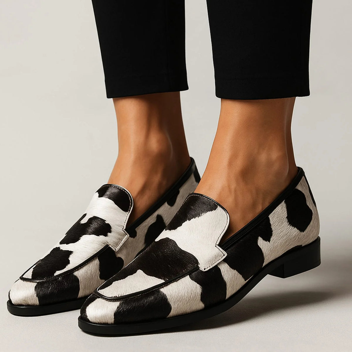 Loafers Slip-On Pointed Toe Cow Print