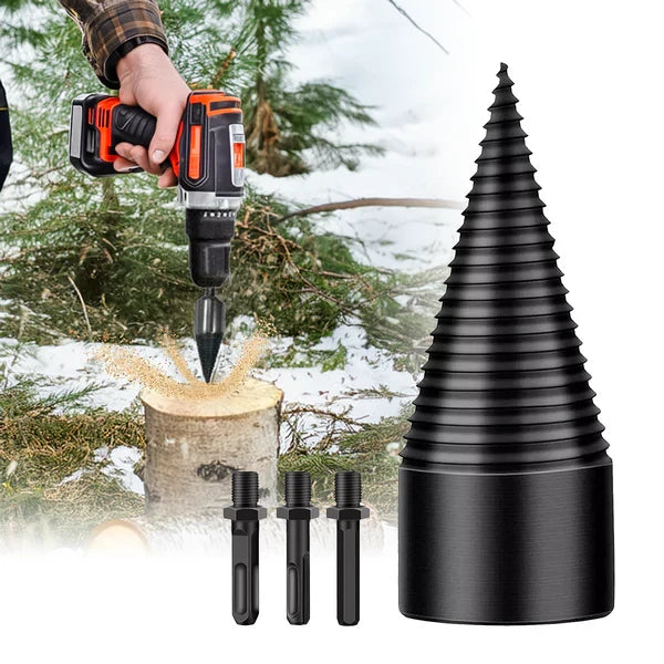 Log Splitting Drill Bit High-Carbon Steel & Interchangeable Shanks