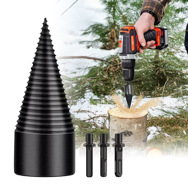 Log Splitting Drill Bit High-Carbon Steel & Interchangeable Shanks