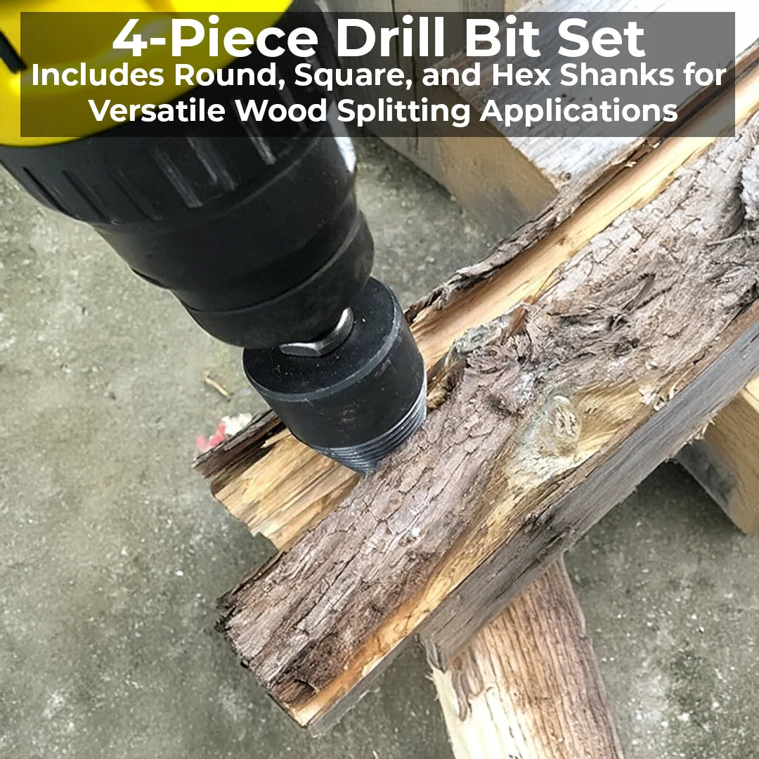 Log Splitting Drill Bit High-Carbon Steel & Interchangeable Shanks