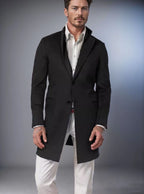 Long Coat Wool Blend Tailored Fit Lapel Collar