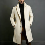 Long Coat Wool Blend Tailored Fit Lapel Collar