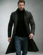 Long Coat Wool Blend Tailored Fit Lapel Collar