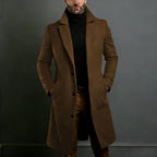 Long Coat Wool Blend Tailored Fit Lapel Collar