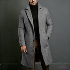 Long Coat Wool Blend Tailored Fit Lapel Collar
