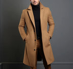 Long Coat Wool Blend Tailored Fit Lapel Collar