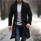 Long Coat Wool Blend Tailored Fit Lapel Collar