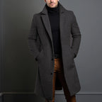 Long Coat Wool Blend Tailored Fit Lapel Collar