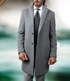 Long Coat Wool Blend Tailored Fit Lapel Collar