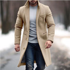 Long Coat Wool Blend Tailored Fit Lapel Collar