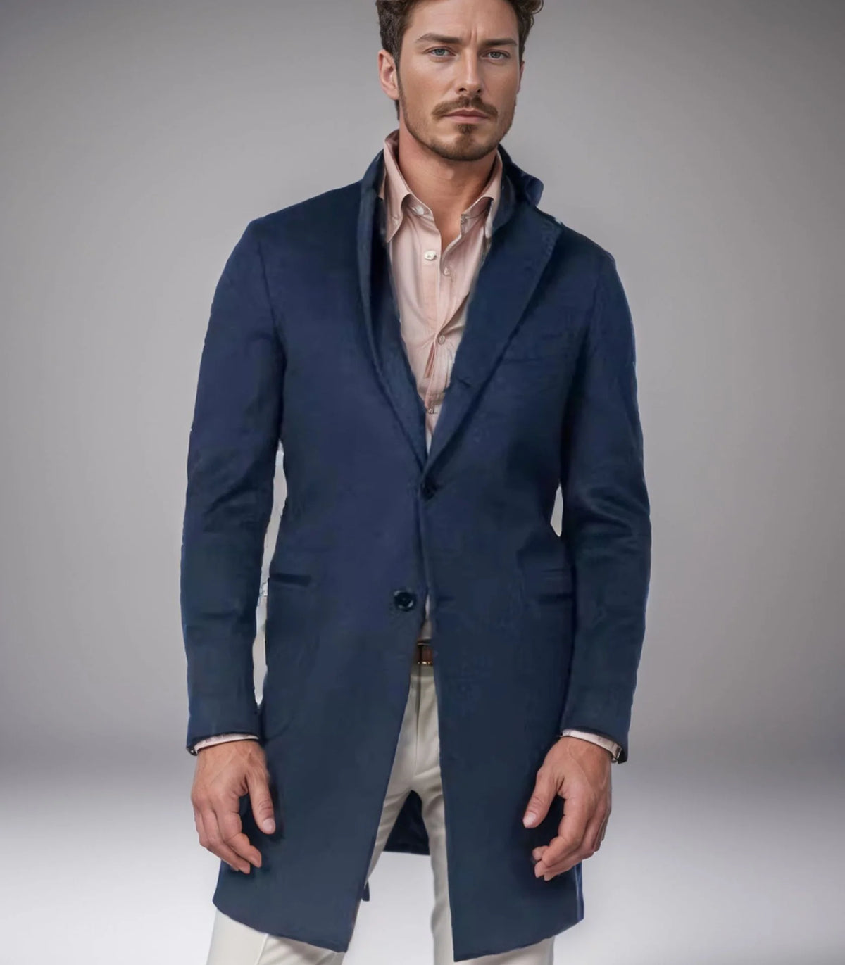 Long Coat Wool Blend Tailored Fit Lapel Collar