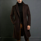 Long Coat Wool Blend Tailored Fit Lapel Collar