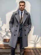 Long Coat Wool Blend Tailored Fit Lapel Collar