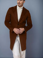 Long Coat Wool Blend Tailored Fit Lapel Collar