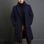 Long Coat Wool Blend Tailored Fit Lapel Collar