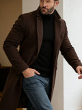 Long Coat Wool Blend Tailored Fit Lapel Collar
