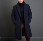 Long Coat Wool Blend Tailored Fit Lapel Collar