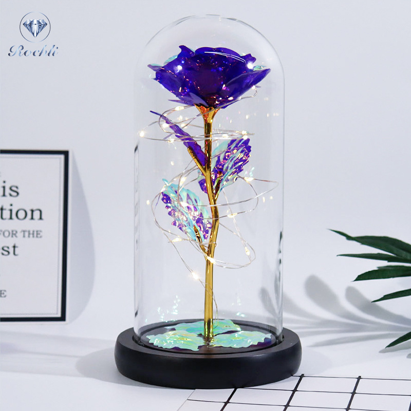 Long-Lasting LED-Lit Preserved Rose Display (Glass Dome)