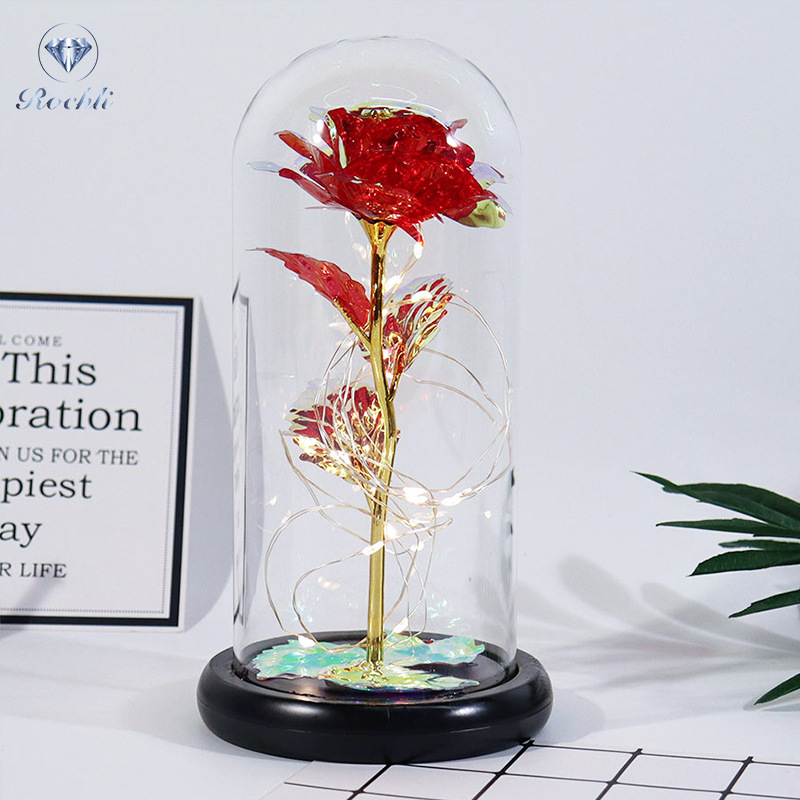 Long-Lasting LED-Lit Preserved Rose Display (Glass Dome)