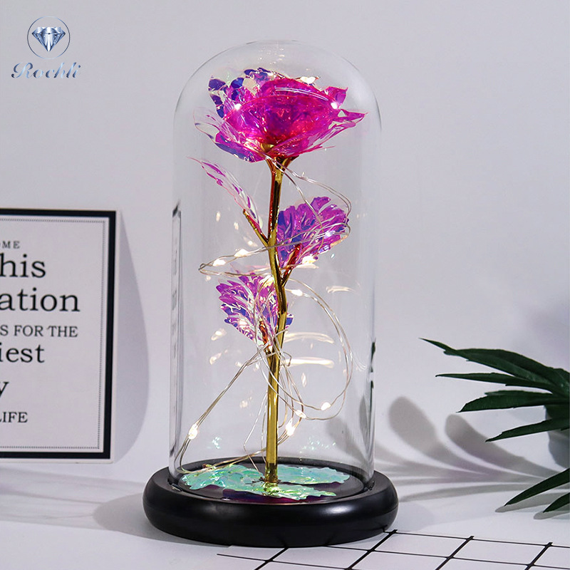 Long-Lasting LED-Lit Preserved Rose Display (Glass Dome)