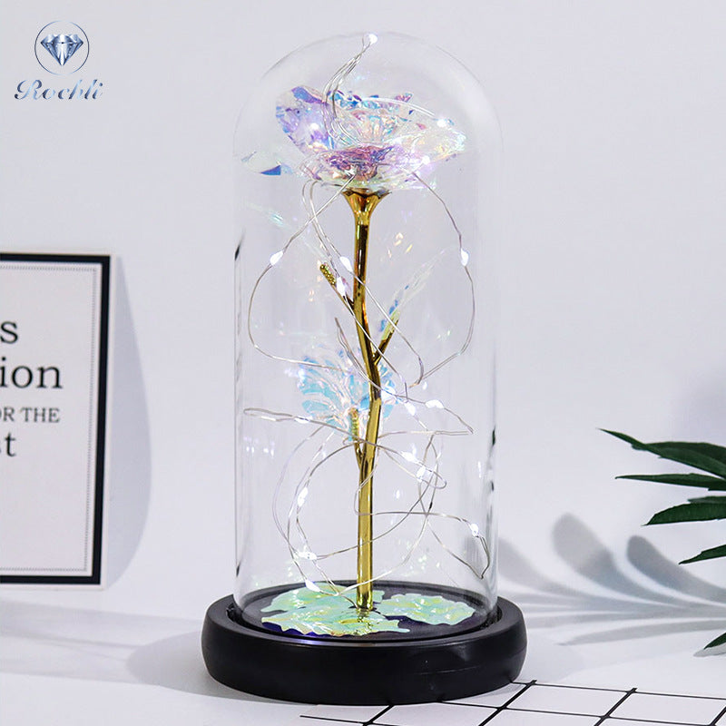 Long-Lasting LED-Lit Preserved Rose Display (Glass Dome)
