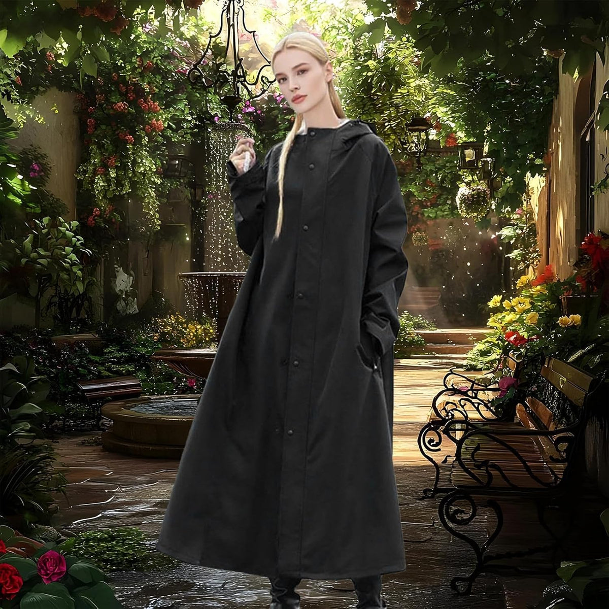 Long Raincoat Four-Layer Waterproof Breathable & Packable