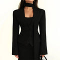 Long Sleeve Blazer Tailored Fit & Attached Scarf