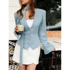 Long Sleeve Blazer Tailored Fit & Attached Scarf