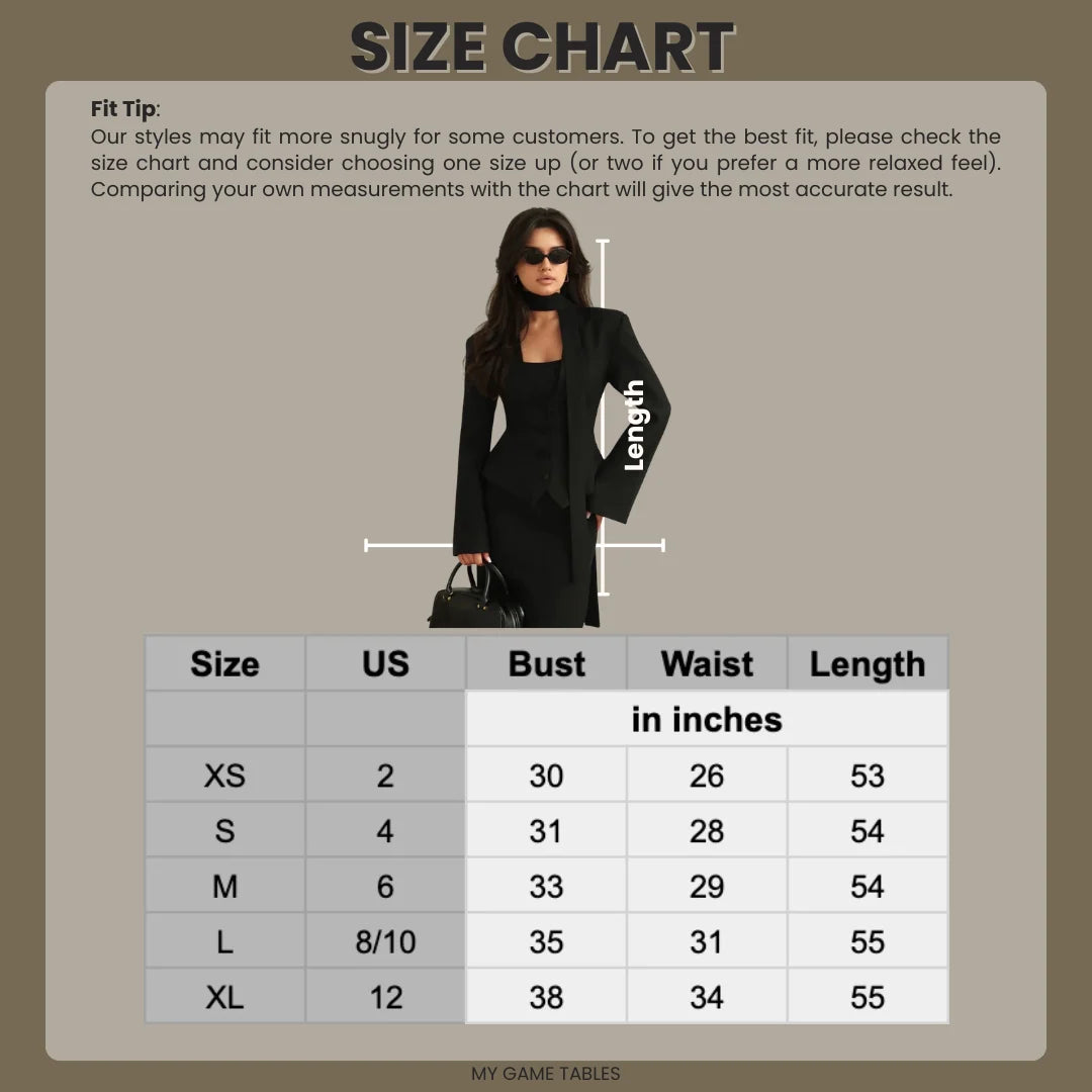 Long Sleeve Blazer Tailored Fit & Attached Scarf