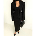 Long Sleeve Blazer Tailored Fit & Attached Scarf