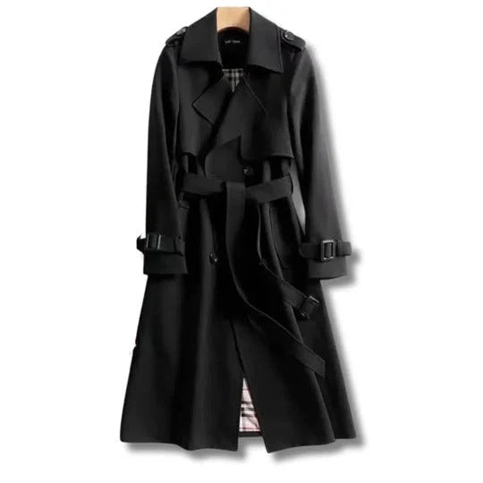Long Trench Coat Adjustable Waist & Cuffs Tailored Minimal Design