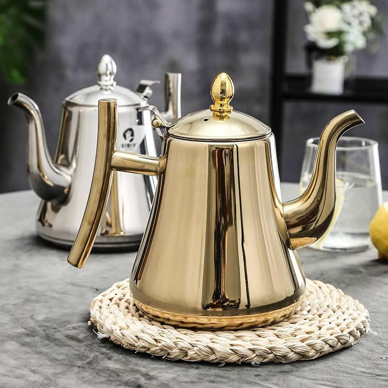 Loose Leaf Teapot Stainless Steel Built-In Infuser Drip-Free Spout