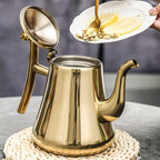 Loose Leaf Teapot Stainless Steel Built-In Infuser Drip-Free Spout