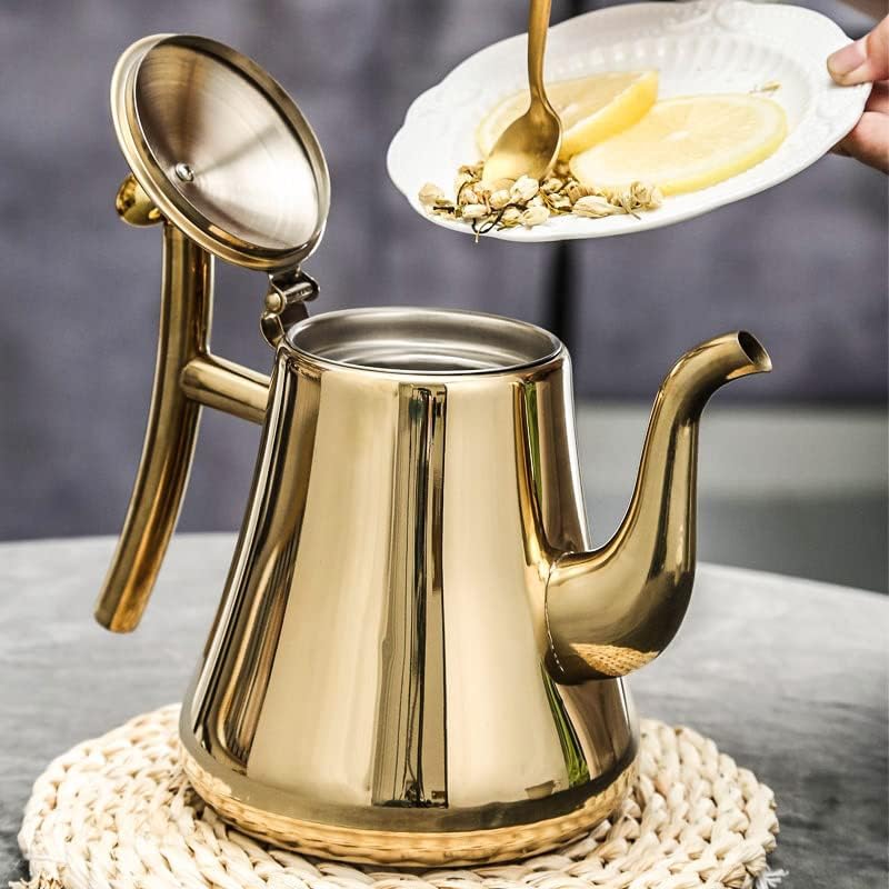 Loose Leaf Teapot Stainless Steel Built-In Infuser Drip-Free Spout