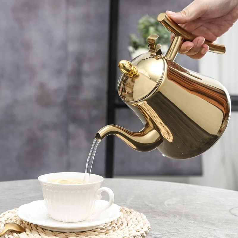 Loose Leaf Teapot Stainless Steel Built-In Infuser Drip-Free Spout
