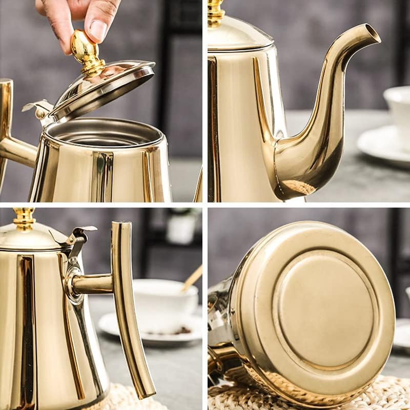 Loose Leaf Teapot Stainless Steel Built-In Infuser Drip-Free Spout