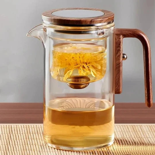 Loose-Leaf Teapot Water-Separation Infuser Precision Spout