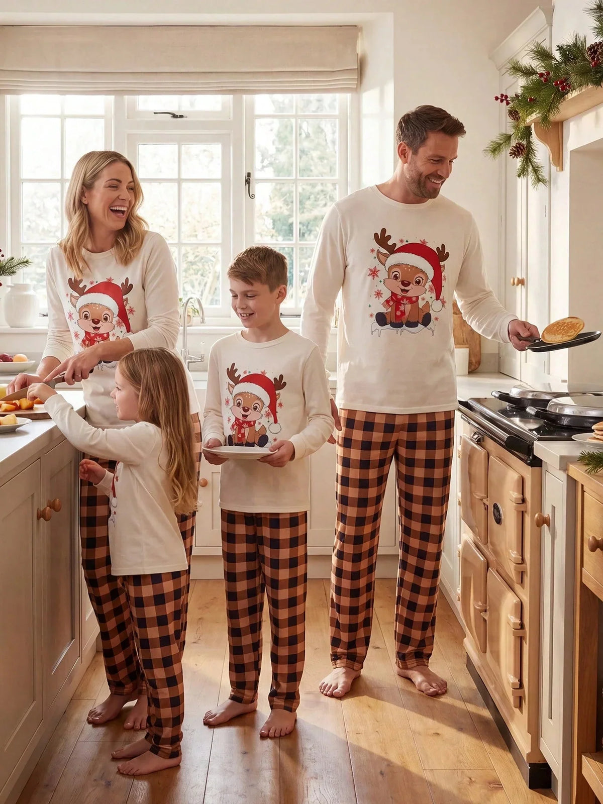 Lounge Set Christmas Fuzzy Long Sleeve & Ankle Pants