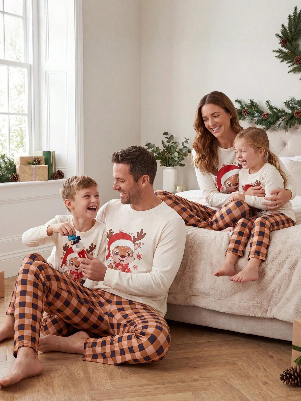 Lounge Set Christmas Fuzzy Long Sleeve & Ankle Pants