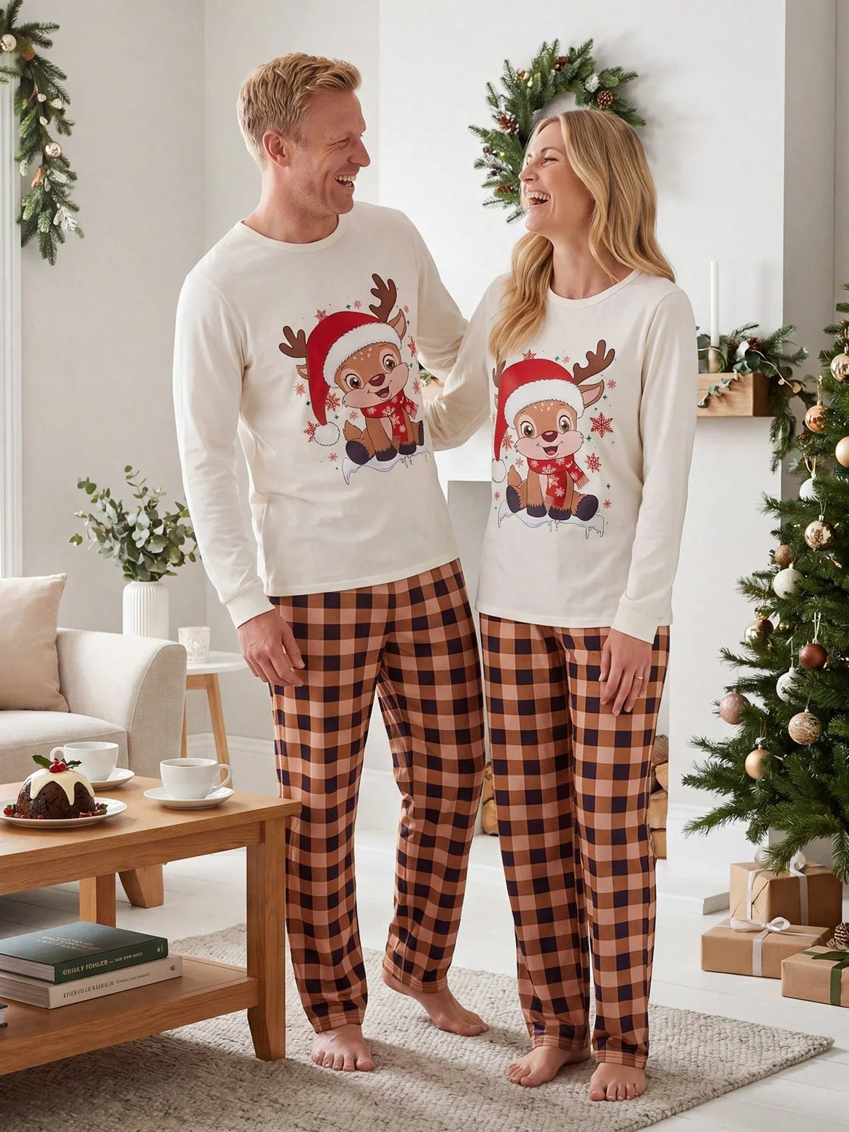 Lounge Set Christmas Fuzzy Long Sleeve & Ankle Pants