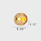 Low-Profile Copper & Glass Sun-Shaped Flush Mount Ceiling Light