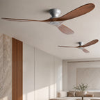 Low-Profile Quiet DC Motor Ceiling Fan (Scandinavian Wood Blades)