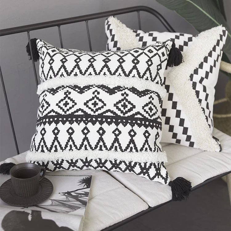 Lumbar Cushion Cover Boho Ethno Hand-Tufted