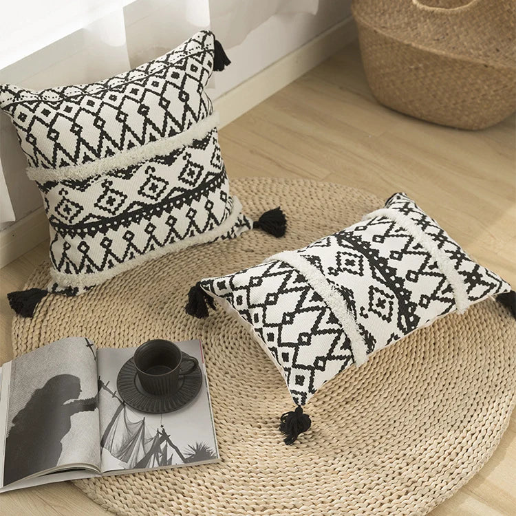 Lumbar Cushion Cover Boho Ethno Hand-Tufted
