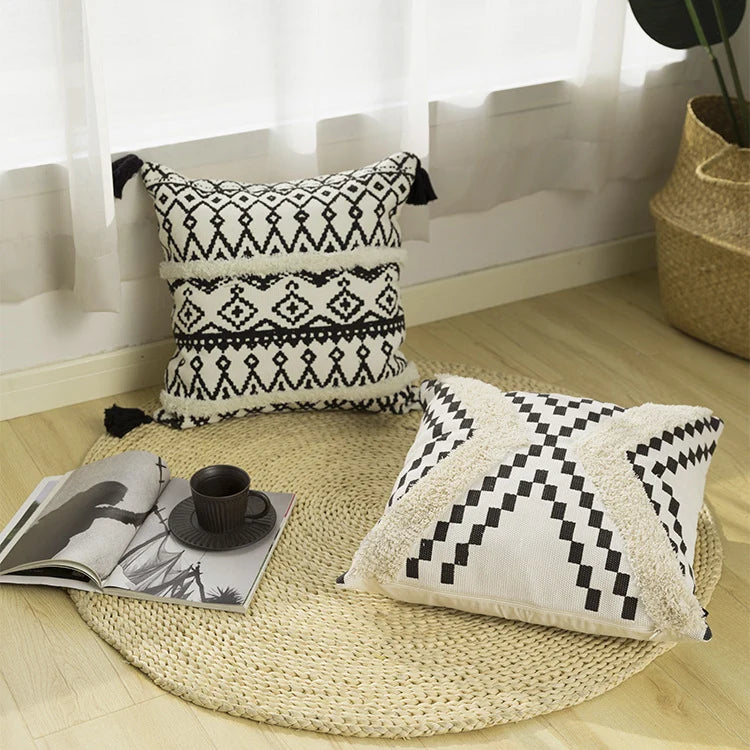 Lumbar Cushion Cover Boho Ethno Hand-Tufted
