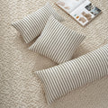 Lumbar Cushion Cover Cotton-Linen Handwoven Stripe Hidden Zipper